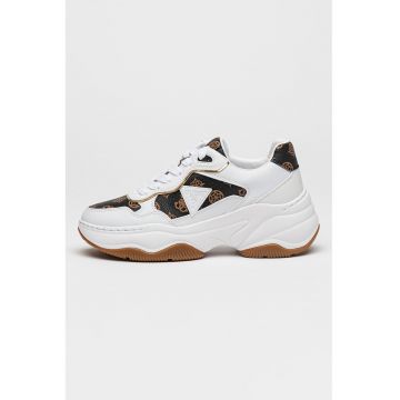 Pantofi sport din piele ecologica cu logo aplicat Pantofi sport din piele ecologica cu logo aplicat