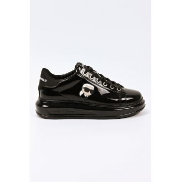 Pantofi sport din piele lacuita cu logo Pantofi sport din piele lacuita cu logo