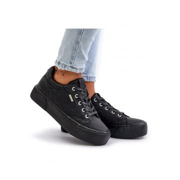 Tenisi dama Big Star - izolati pe platforma - negru - piele ecologica - OO274A465 Tenisi dama Big Star - izolati pe platforma - negru - piele ecologica - OO274A465