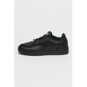 Pantofi sport low-cut cu varf oval si garnituri din piele
