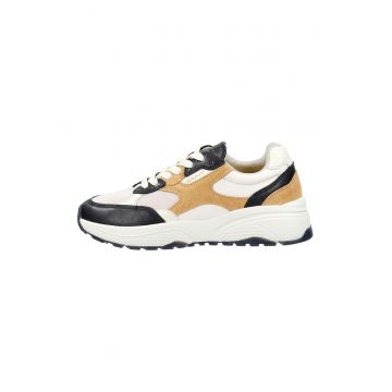Pantofi sport cu talpa wedge si garnituri din piele intoarsa si plasa Newile Pantofi sport cu talpa wedge si garnituri din piele intoarsa si plasa Newile
