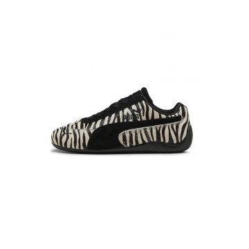 Pantofi sport de piele cu talpa plata si animal print Pantofi sport de piele cu talpa plata si animal print