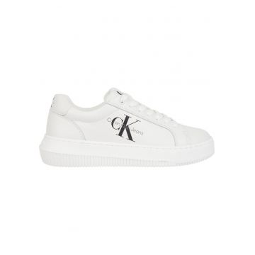 Pantofi sport din piele cu logo - Alb