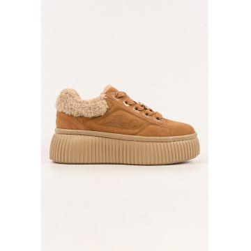 Pantofi sport flatform din piele intoarsa Pantofi sport flatform din piele intoarsa