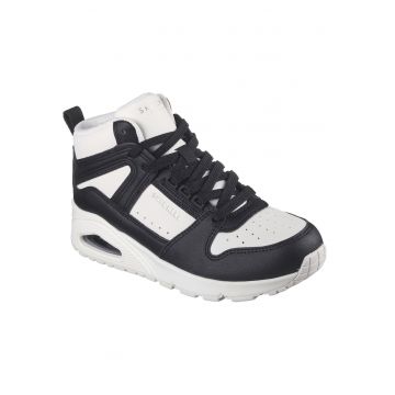 Pantofi sport medii de piele ecologica Uno Regards - Alb/Negru