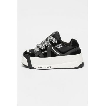 Pantofi sport wedge cu insertii de piele intoarsa Slider Pantofi sport wedge cu insertii de piele intoarsa Slider
