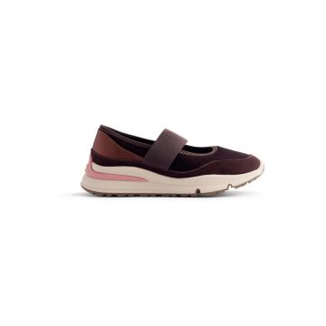 Pantofi sport cu garnituri de piele intoarsa si material sintetic - Violet pruna