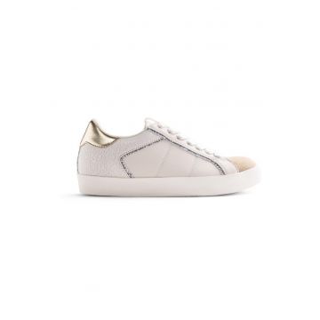 Pantofi sport de piele ecologica cu garnituri de piele intoarsa Edina - Alb