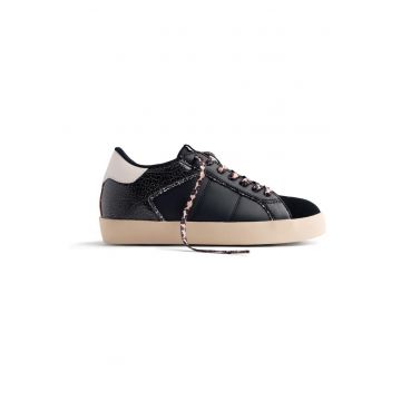 Pantofi sport de piele ecologica cu garnituri de piele intoarsa Edina - Negru