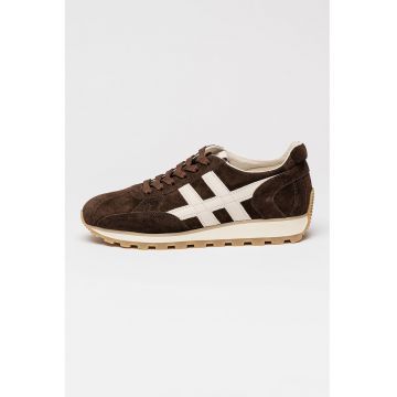 Pantofi sport de piele intoarsa cu talpa plata