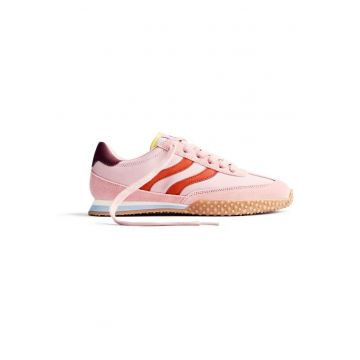 Pantofi sport din material textil cu garnituri de piele intoarsa - Roz