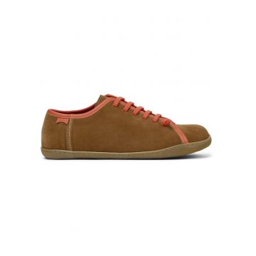 Pantofi sport din piele intoarsa cu sireturi elastice G3D Peu Cami Twins - Maro