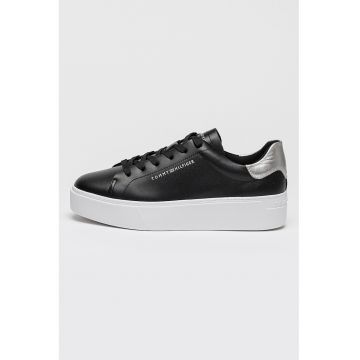 Pantofi sport flatform de piele cu logo