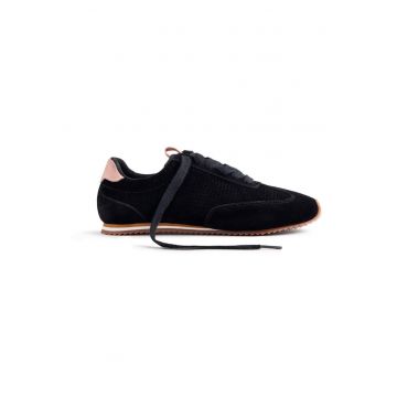 Pantofi sport low-cut de piele intoarsa - Negru