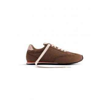 Pantofi sport low-cut de piele intoarsa