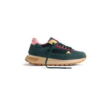 Pantofi sport wedge cu model colorblock - Verde