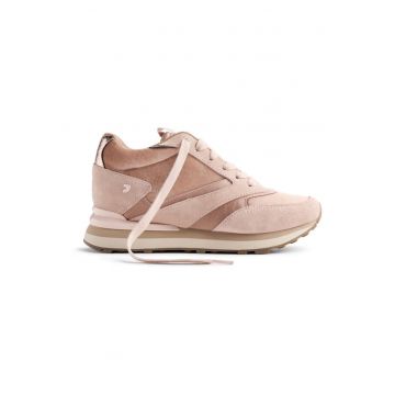 Pantofi sport wedge de piele intoarsa - Bej