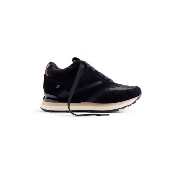 Pantofi sport wedge de piele intoarsa - Negru