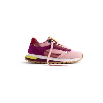 Pantofi sport wedge de piele intoarsa - Roz