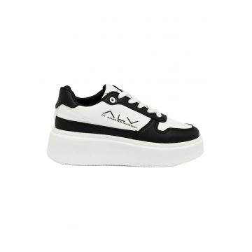 Pantofi sport wedge Eridana - Alb/Negru