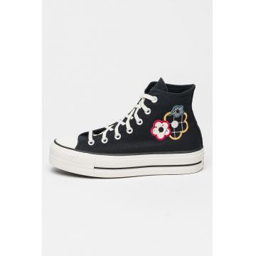 Pantofi sport cu platforma si elemente brodate All Star Lift