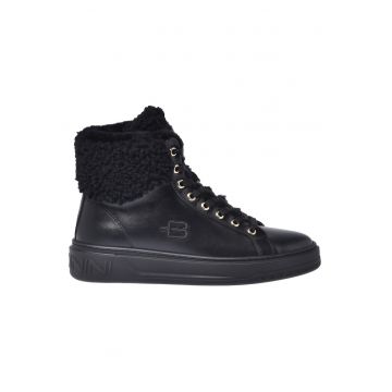 Pantofi sport din piele cu logo - Negru