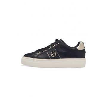 Pantofi sport flatform cu detalii de piele