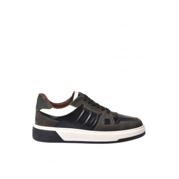 Pantofi sport flatform cu garnituri din piele intoarsa