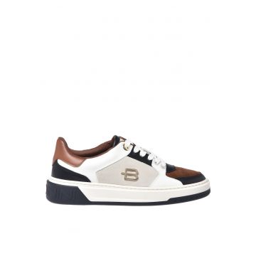 Pantofi sport flatform din piele cu garnituri din piele intoarsa