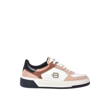 Pantofi sport flatform din piele cu garnituri din piele intoarsa