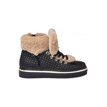 Pantofi sport flatform din piele - Negru