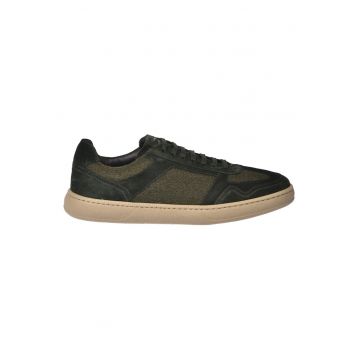Pantofi sport low-cut cu garnituri din piele intoarsa - Verde