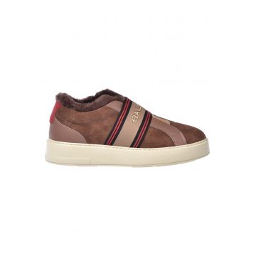 Pantofi sport slip-on din piele intoarsa - Maro taupe