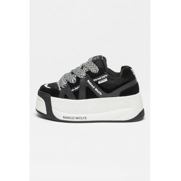 Pantofi sport wedge cu insertii de piele intoarsa Slider