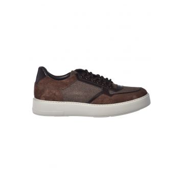 Pantofi sport wedge de piele intoarsa - Maro