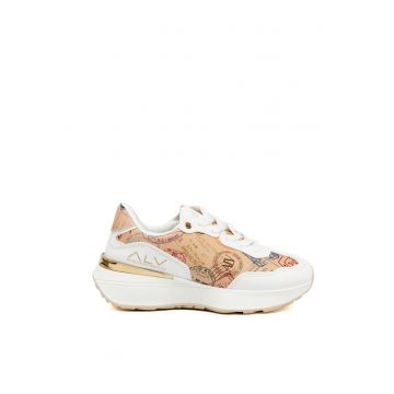 Pantofi sport wedge din piele ecologica cu model Valora