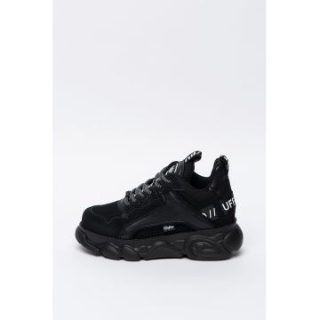 Pantofi sport de piele ecologica - cu insertii de plasa