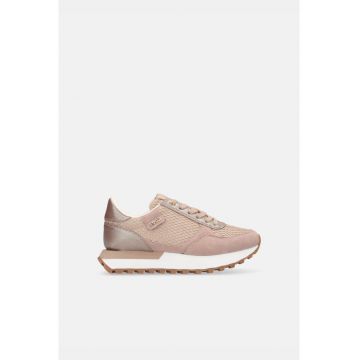 Pantofi sport cu aspect stralucitor si insertii de plasa