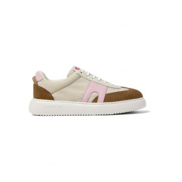 Pantofi sport cu insertii din piele intoarsa Runner K21 - Maro scortisoara/Roz pastel/Bej deschis