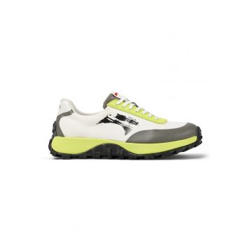 Pantofi sport cu segmente de piele ecologica - Alb/Gri