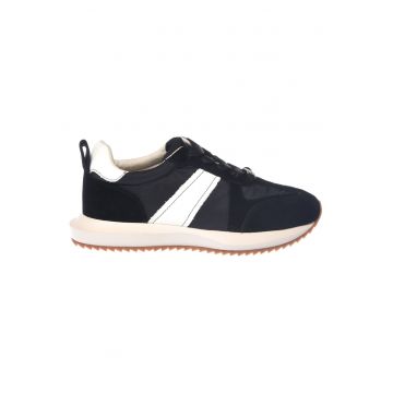 Pantofi sport cu segmente din piele intoarsa - Negru