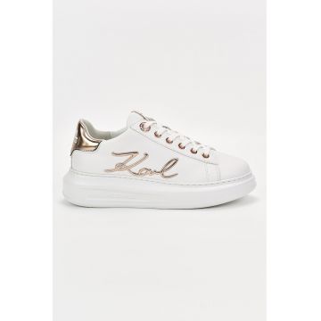 Pantofi sport din piele cu aplicatie logo metalica