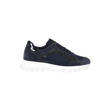 Pantofi sport low-cut din piele intoarsa - Albastru