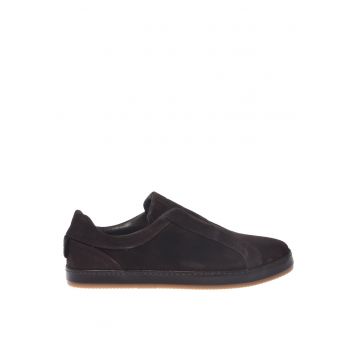 Pantofi sport slip-on low-cut din piele intoarsa