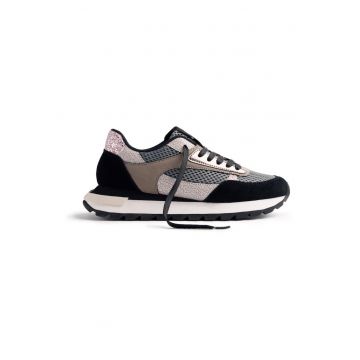 Pantofi sport wedge cu garnituri de piele si plasa Funkley - Negru