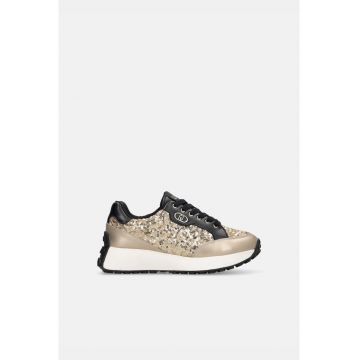 Pantofi sport de piele si piele ecologica cu paiete