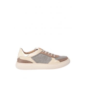 Pantofi sport din piele cu insertii din material textil