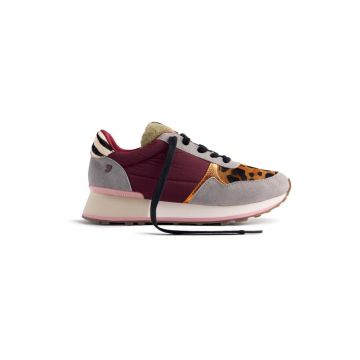 Pantofi sport cu garnituri de piele intoarsa Posen - Visiniu