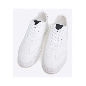 Tenisi barbatesti -  piele ecologica - alb clasic