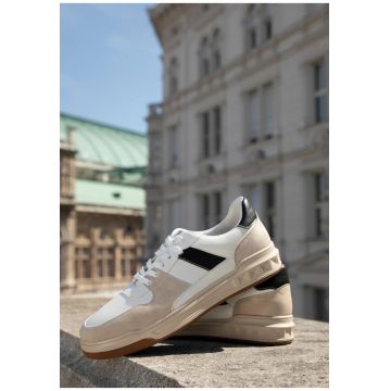 Tenisi barbatesti  piele ecologica - alb si bej